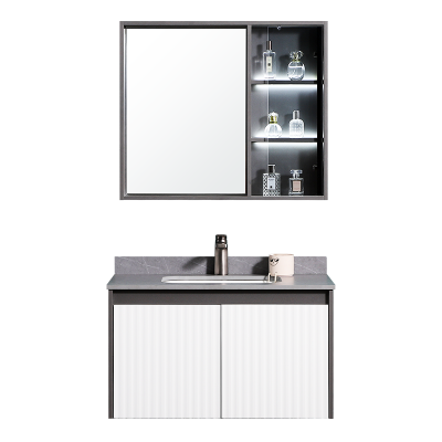 太陽雨浴室柜/主柜80CM/鏡柜/巖板/多層實木/免漆/手感LED智能鏡/YD1006