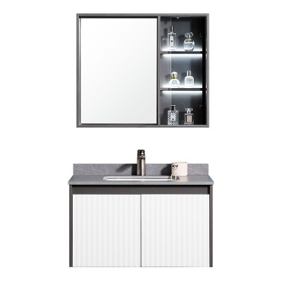 太陽雨浴室柜/主柜80CM/鏡柜/巖板/多層實木/免漆/手感LED智能鏡/YD1006