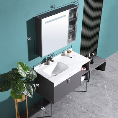 太陽雨浴室柜/主柜/鏡柜/巖板/多層實木/免漆/手感LED智能鏡/YD1004