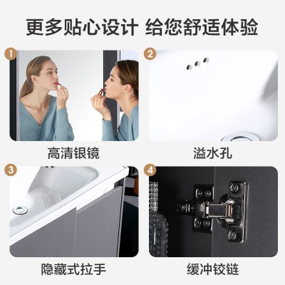 太陽雨浴室柜/主柜60CM/鏡柜/一體陶瓷盆/多層實木/免漆/YD1008