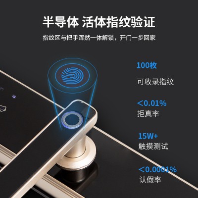 太陽雨智能鎖/金色鋅鋁合金/5種開鎖/防撬報警/鋼體鎖芯/ZW0002